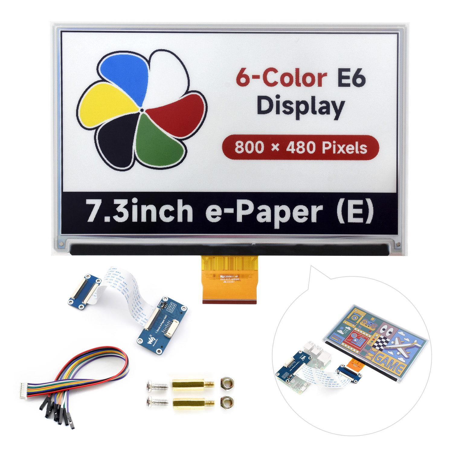 Waveshare 7.3inch 6-Color E-Pa - огляд і ціна Pi Display